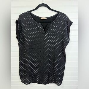 Full Moon Maternity black tiny print shirt. Size M